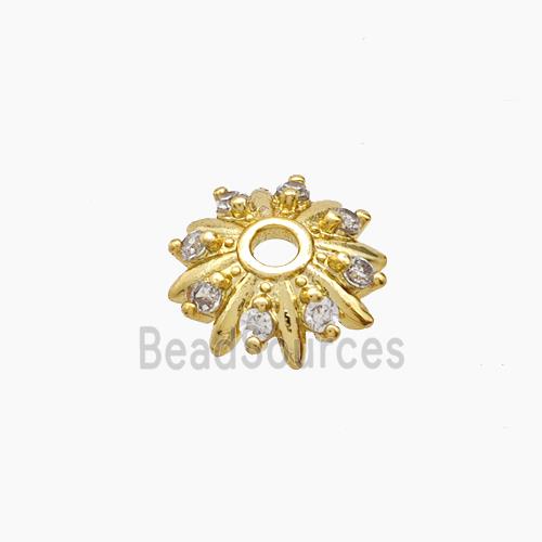 Copper Beadcaps Pave Zirconia Gold Plated