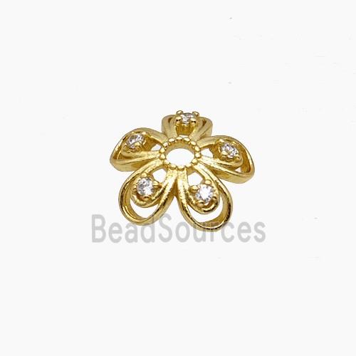 Copper Beadcaps Pave Zirconia Gold Plated