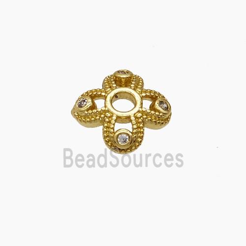 Copper Beadcaps Pave Zirconia Gold Plated
