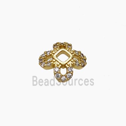 Copper Beadcaps Pave Zirconia Gold Plated