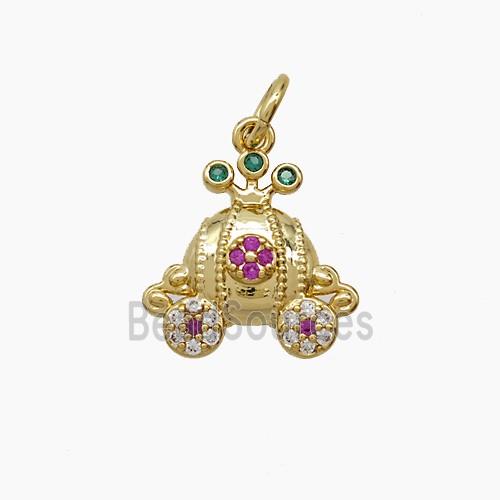 Copper Car Pendant Pave Zirconia Gold Plated