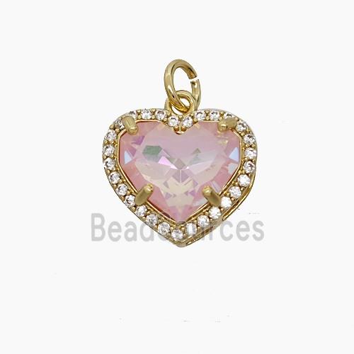 Copper Heart Pendant Pave Zirconia Crystal Glass Gold Plated
