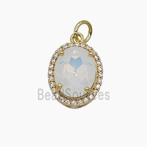 Copper Oval Pendant Pave Zirconia Pave Zirconia Crystal Glass Gold Plated