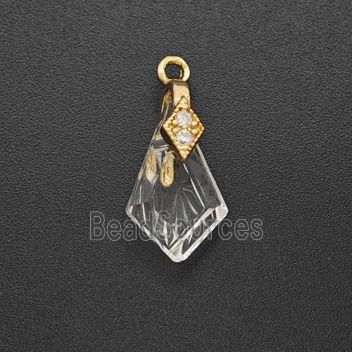 Acrylic Rhombus Pendant Copper Pave Zirconia Gold Plated