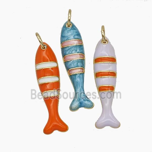 Copper Fish Pendant Enamel Gold Plated Mixed