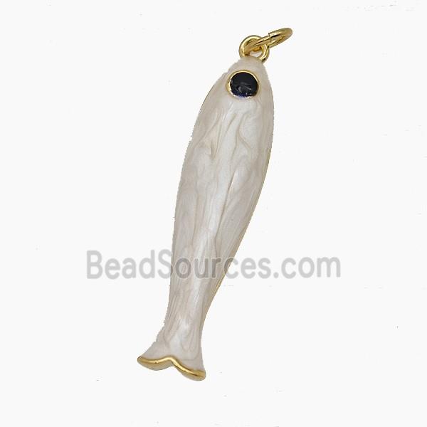 Copper Fish Pendant White Enamel Gold Plated