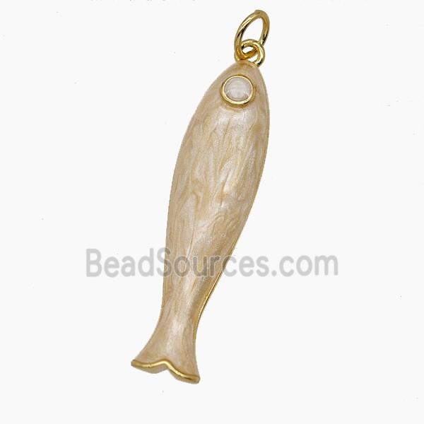 Copper Fish Pendant Lt.yellow Enamel Gold Plated