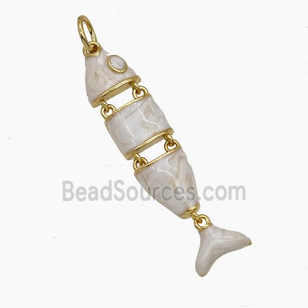Copper Fish Pendant White Enamel Gold Plated