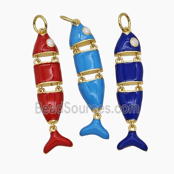 Copper Fish Pendant Enamel Gold Plated Mixed