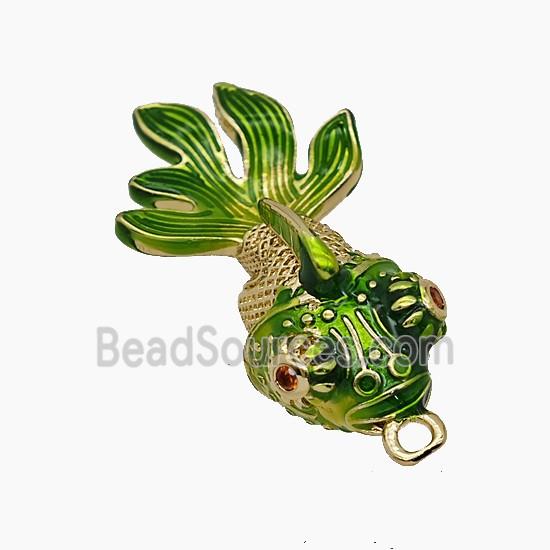 Copper Goldfish Pendant Green Painted Gold Plated