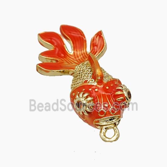 Copper Goldfish Pendant Red Painted Gold Plated