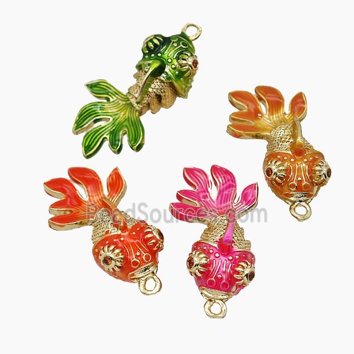 Copper Goldfish Pendant Painted Gold Plated Mixed