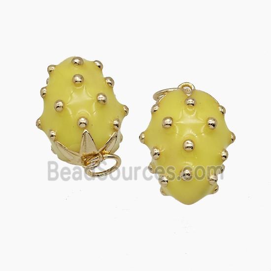 Copper Strawberry Pendant Yellow Enamel Gold Plated