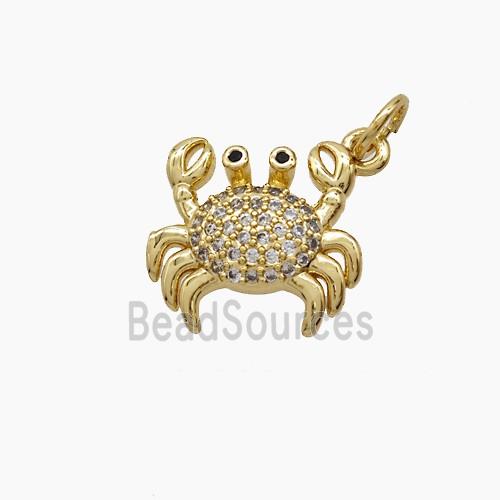 Copper Crab Pendant Pave Zirconia 18K Gold Plated