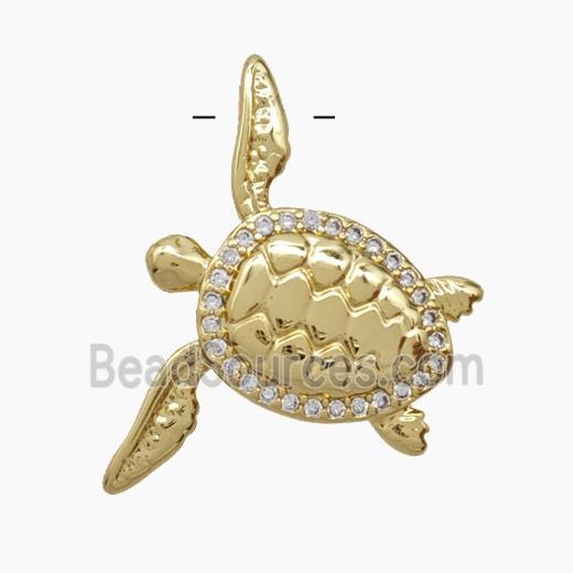 Copper Tortoise Pendant Pave Zirconia 18K Gold Plated