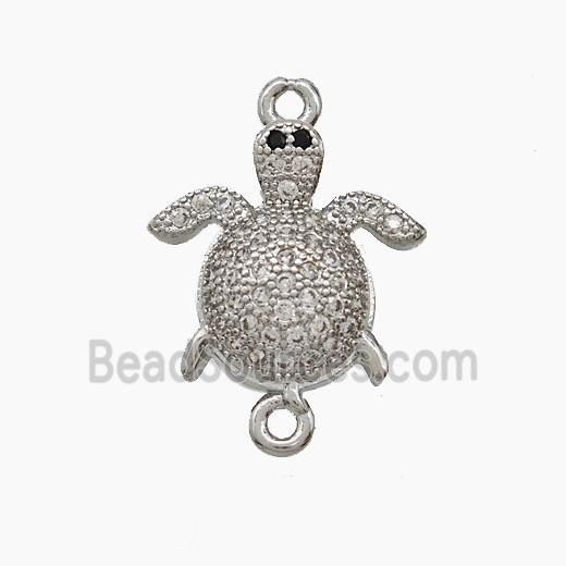 Copper Tortoise Connector Pave Zirconia Platinum Plated