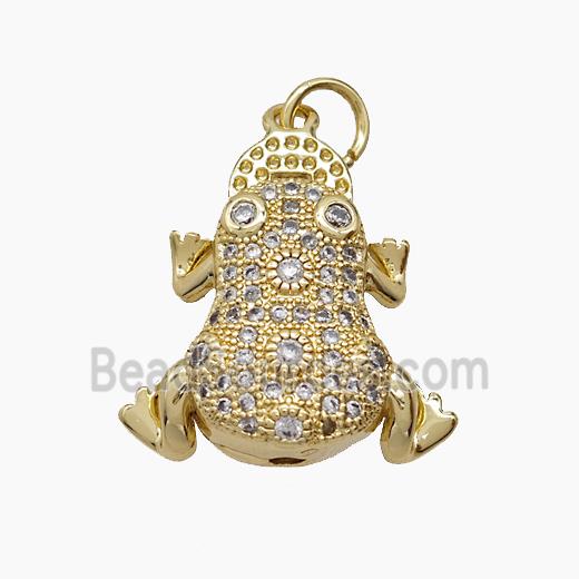 Copper Toad Pendant Pave Zirconia Frog 18K Gold Plated