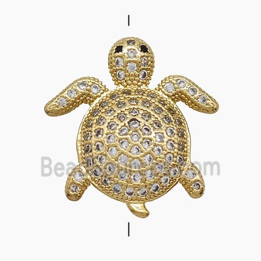 Copper Tortoise Beads Pave Zirconia 18K Gold Plated