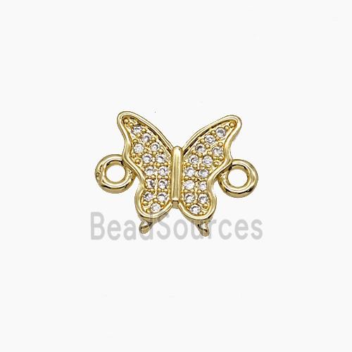 Copper Butterfly Connector Pave Zirconia 18K Gold Plated