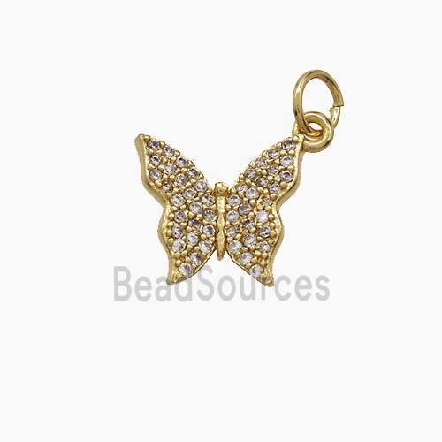 Copper Butterfly Pendant Pave Zirconia 18K Gold Plated