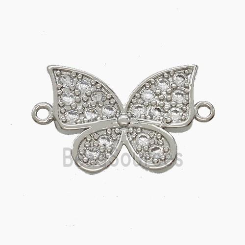 Copper Butterfly Connector Pave Zirconia Platinum Plated