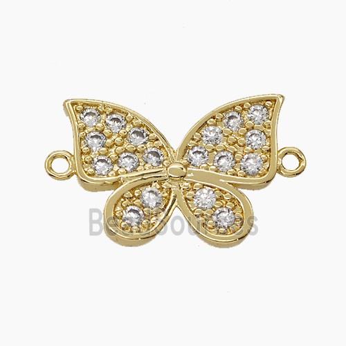Copper Butterfly Connector Pave Zirconia 18K Gold Plated