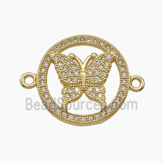 Copper Butterfly Connector Pave Zirconia 18K Gold Plated
