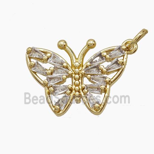 Copper Butterfly Pendant Pave Zirconia 18K Gold Plated
