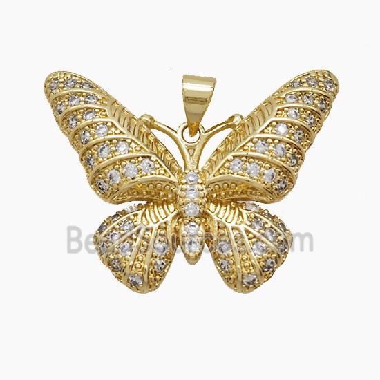 Copper Butterfly Pendant Pave Zirconia 18K Gold Plated
