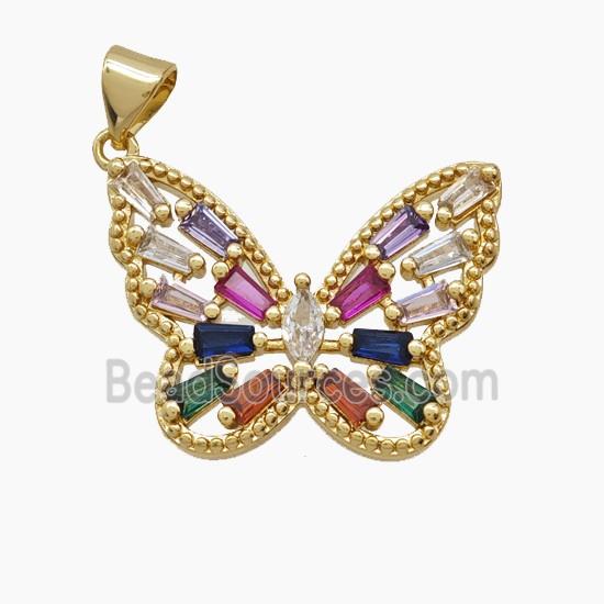Copper Butterfly Pendant Pave Zirconia 18K Gold Plated