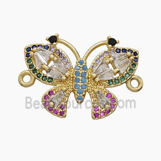 Copper Butterfly Connector Pave Zirconia 18K Gold Plated