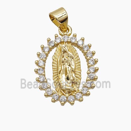 Copper Jesus Pendant Pave Zirconia 18K Gold Plated
