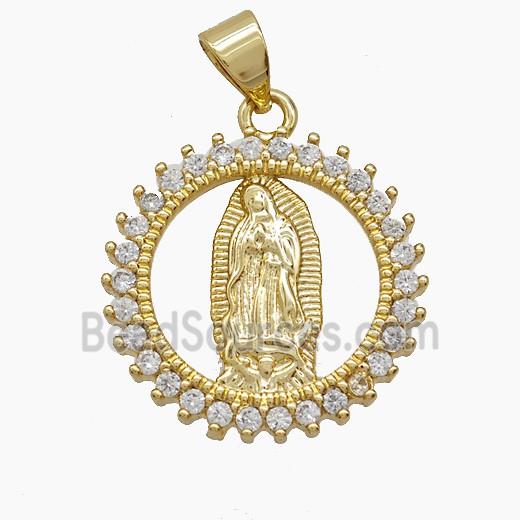 Copper Jesus Pendant Pave Zirconia 18K Gold Plated