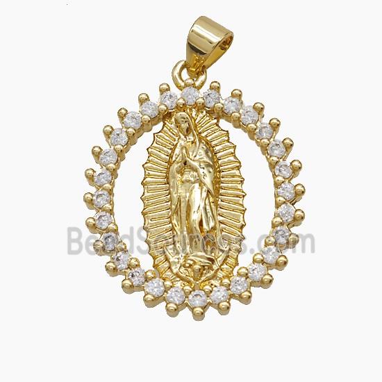 Copper Jesus Pendant Pave Zirconia 18K Gold Plated