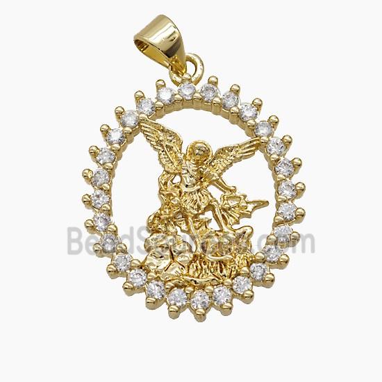 Copper Fairy Pendant Pave Zirconia 18K Gold Plated