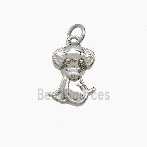 Copper Dog Pendant Platinum Plated