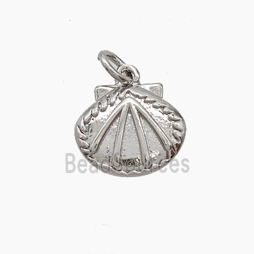 Copper Scallop Shell Pendant Platinum Plated