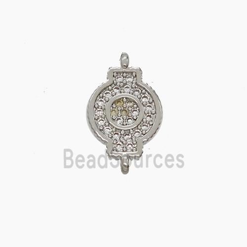 Copper Watch Connector Pave Zirconia Platinum Plated