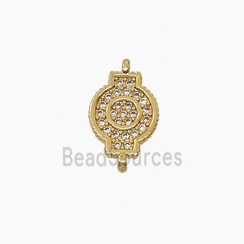 Copper Watch Connector Pave Zirconia 18K Gold Plated