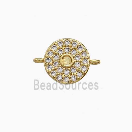 Copper Circle Connector Pave Zirconia 18K Gold Plated