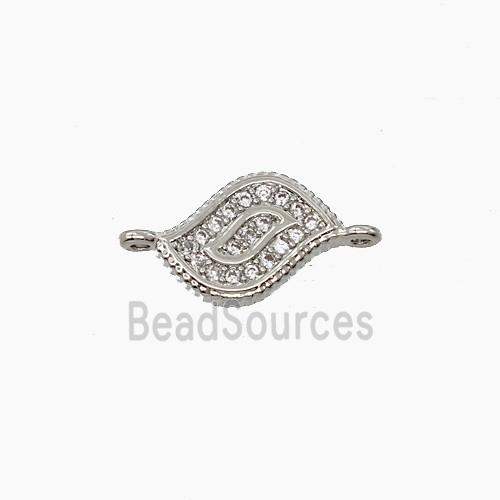 Copper Eye Connector Pave Zirconia Eye Platinum Plated