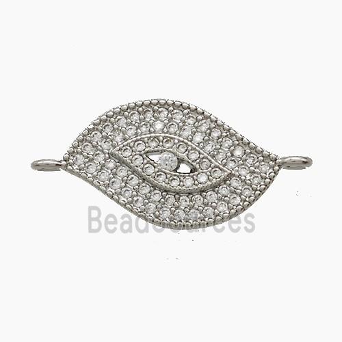 Copper Eye Connector Pave Zirconia Eye Platinum Plated