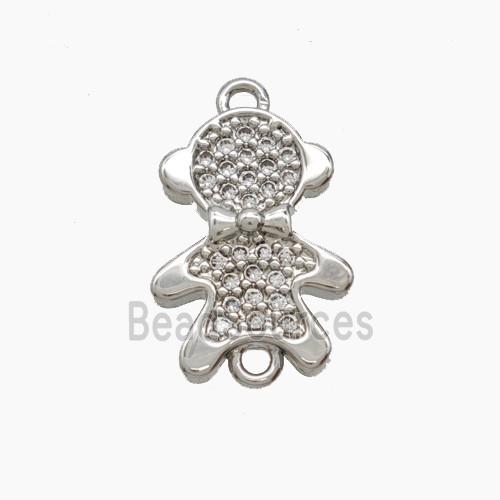 Copper Kids Connector Pave Zirconia Platinum Plated