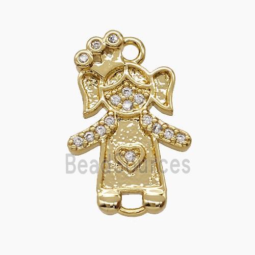 Copper Kids Girls Connector Pave Zirconia 18K Gold Plated