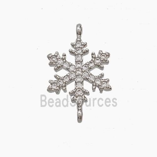Copper Snowflake Connector Pave Zirconia Platinum Plated