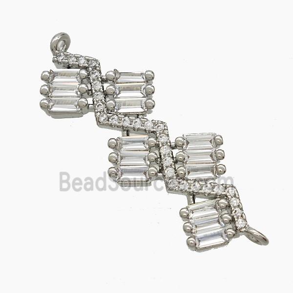 Copper Leaf Connector Pave Zirconia Platinum Plated