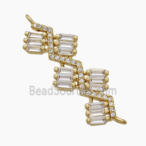 Copper Leaf Connector Pave Zirconia 18K Gold Plated