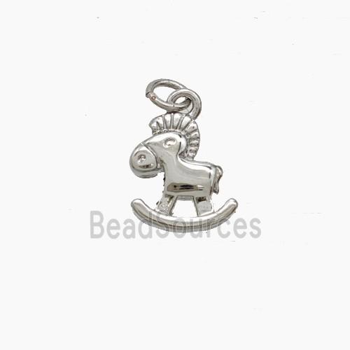 Copper Rocking Horse Charms Pendant Platinum Plated