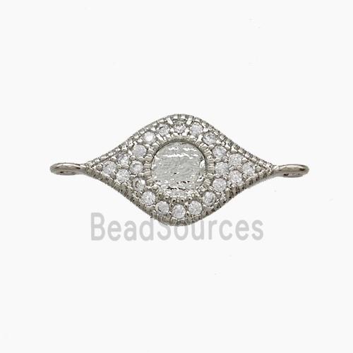 Copper Eye Connector Pave Zirconia Platinum Plated