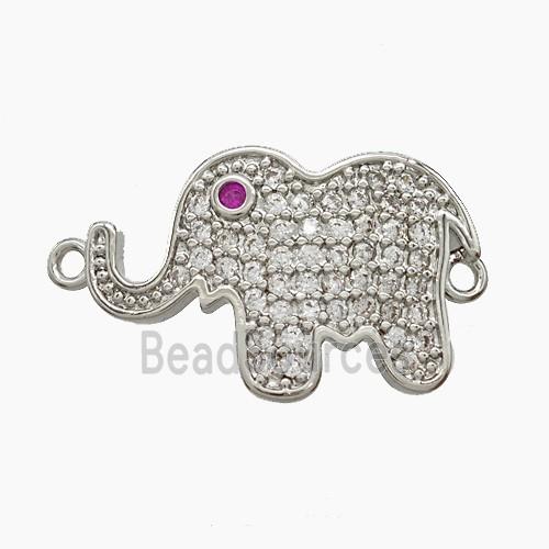 Copper Elephant Connector Micropave Zirconia Platinum Plated
